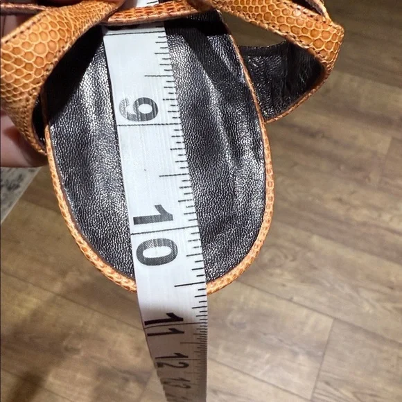 GIORGIO ARMANI Womens Croc Embossed Leather Heels Brown Tan Slingback Sz 38 1/2 - Picture 12 of 13